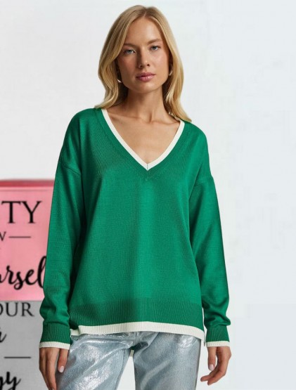 Green College knit sweater