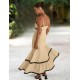 Beige Spaghetti-strap midi  dress