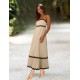 Beige Spaghetti-strap midi  dress