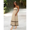Beige Spaghetti-strap midi dress