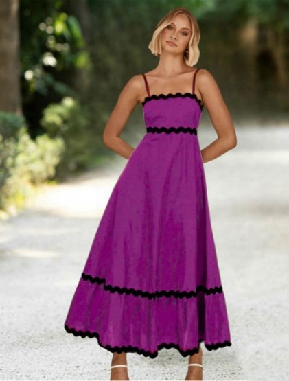 Magenta Spaghetti-strap midi  dress