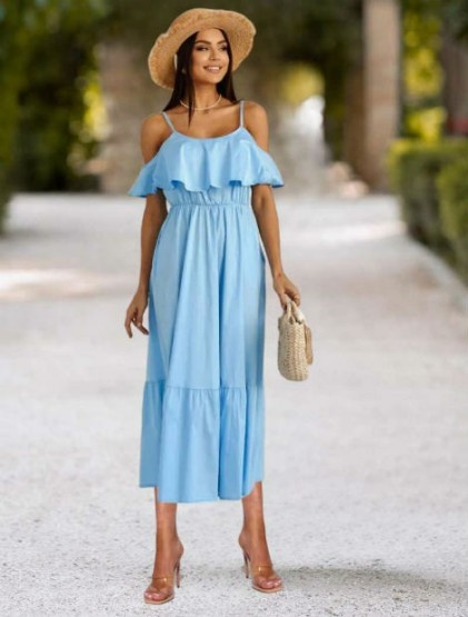 B.blue Cold shoulder midi dress