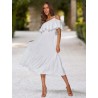 White Cold shoulder midi dress