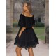 Black Off shaulder mini Chiffon dress