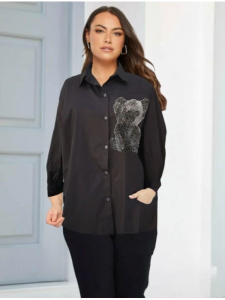 Oversized shirt with strass bear