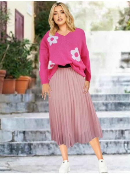 Pink Plissée mousseline skirt