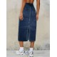 Front Split Denim Skirt