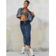 Front Split Denim Skirt