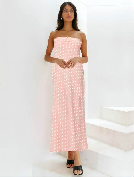 Strapless pois dress