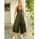 Jumpsuit φαρδιά με V και φαρδιά ράντα
