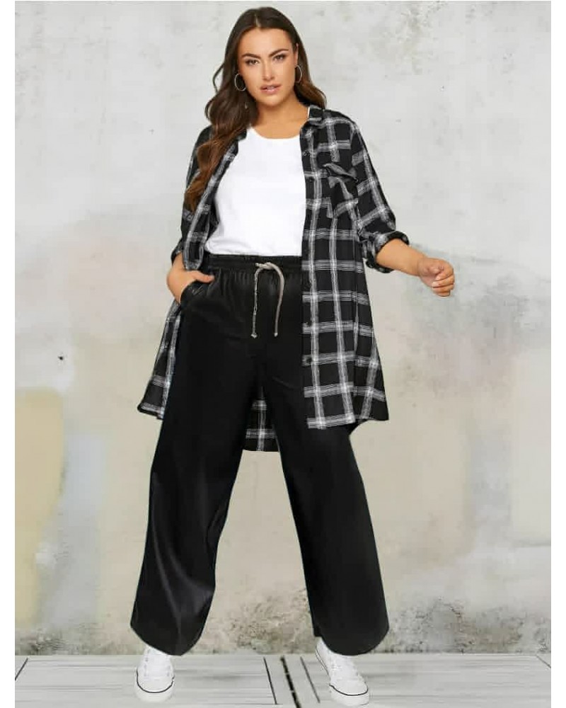 Vegan leather Wide leg pants