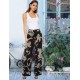 Crepe elastic floral pants