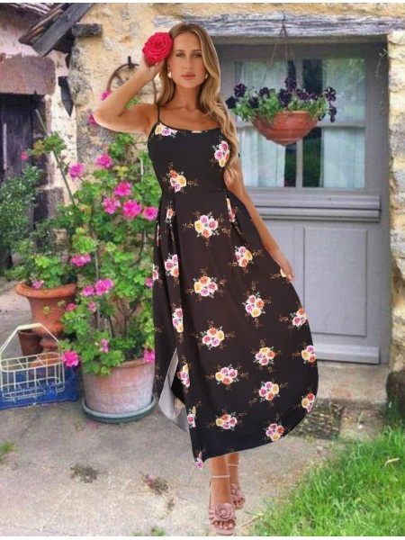 Black Adelais floral Dress