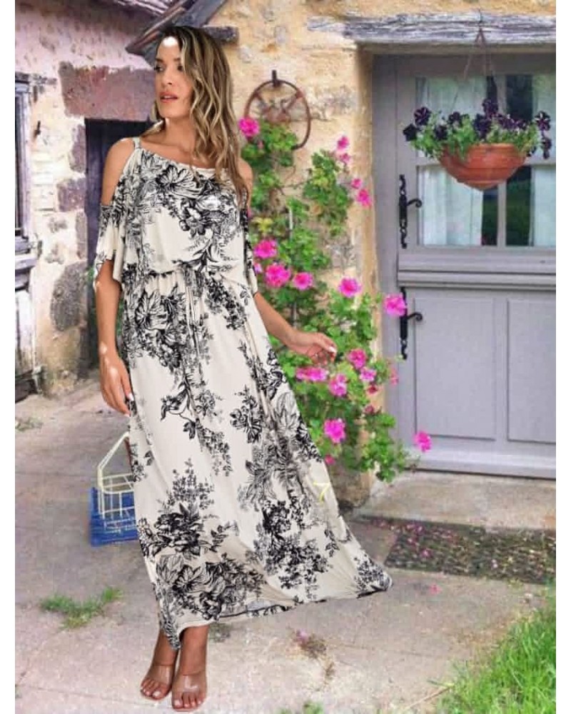 Έξωμο φόρεμα με σούρα στη μέση