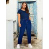 Straight dark blue jeans