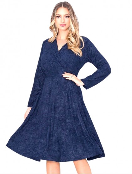 Dark blue Warm croise midi dress