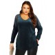 Green Chenille frotte blouse with strass