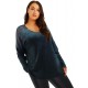 Green Chenille frotte blouse with strass