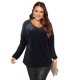 Black Chenille frotte blouse with strass