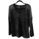 Black Chenille frotte blouse with strass