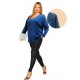 Petrol Chenille frotte blouse with strass