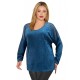 Petrol Chenille frotte blouse with strass
