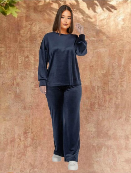 Dark blue Oversized veloute set