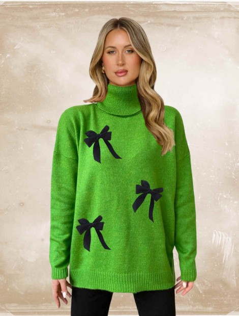 Avocado Sweater with 3d bows
