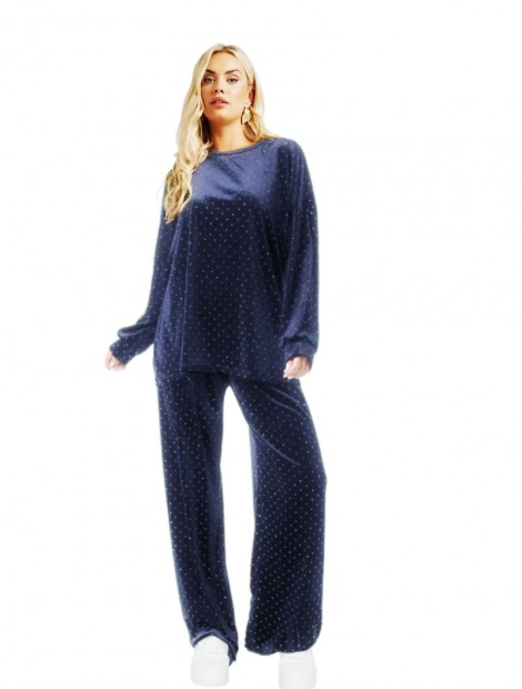 Dark blue Shiny velvet set