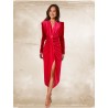 Red Midi draped velour dress