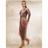Camel Midi draped velour dress