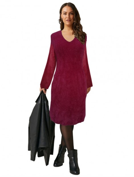 Cherry V-neck Fluffy Sweater Dress