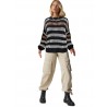 Black Color Block Striped Sweater