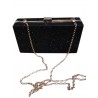 Black Crystal Sparkling Evening Pouch With Chain