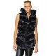 Black Faux fur sleeveless jacket with hood
