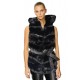 Black Faux fur sleeveless jacket with hood