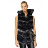 Black Faux fur sleeveless jacket with hood