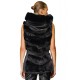 Black Faux fur sleeveless jacket with hood