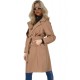 Camel coat with belt and epaulettes