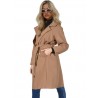 Camel coat with belt and epaulettes