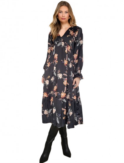Satin floral dress