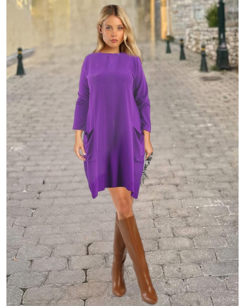 Κρεπ μπλ/φόρεμα με τσέπες