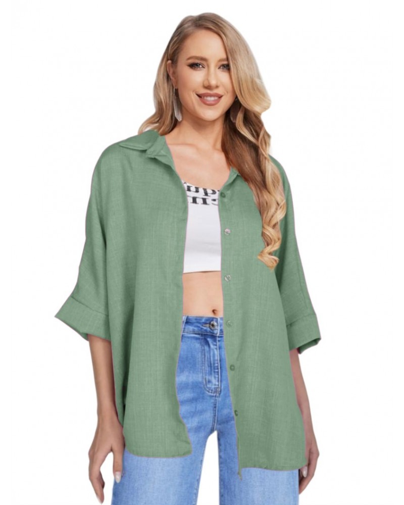 Mint Linen type ovessized shirt