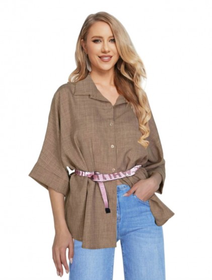 Camel Linen type ovessized shirt
