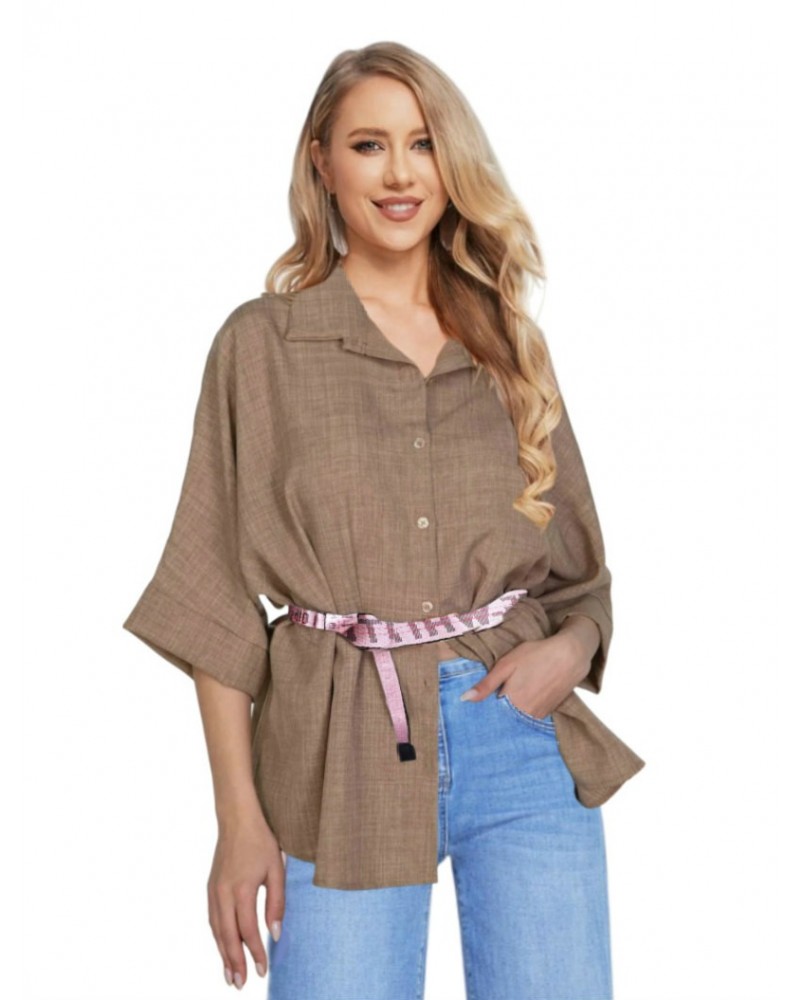 Camel Linen type ovessized shirt