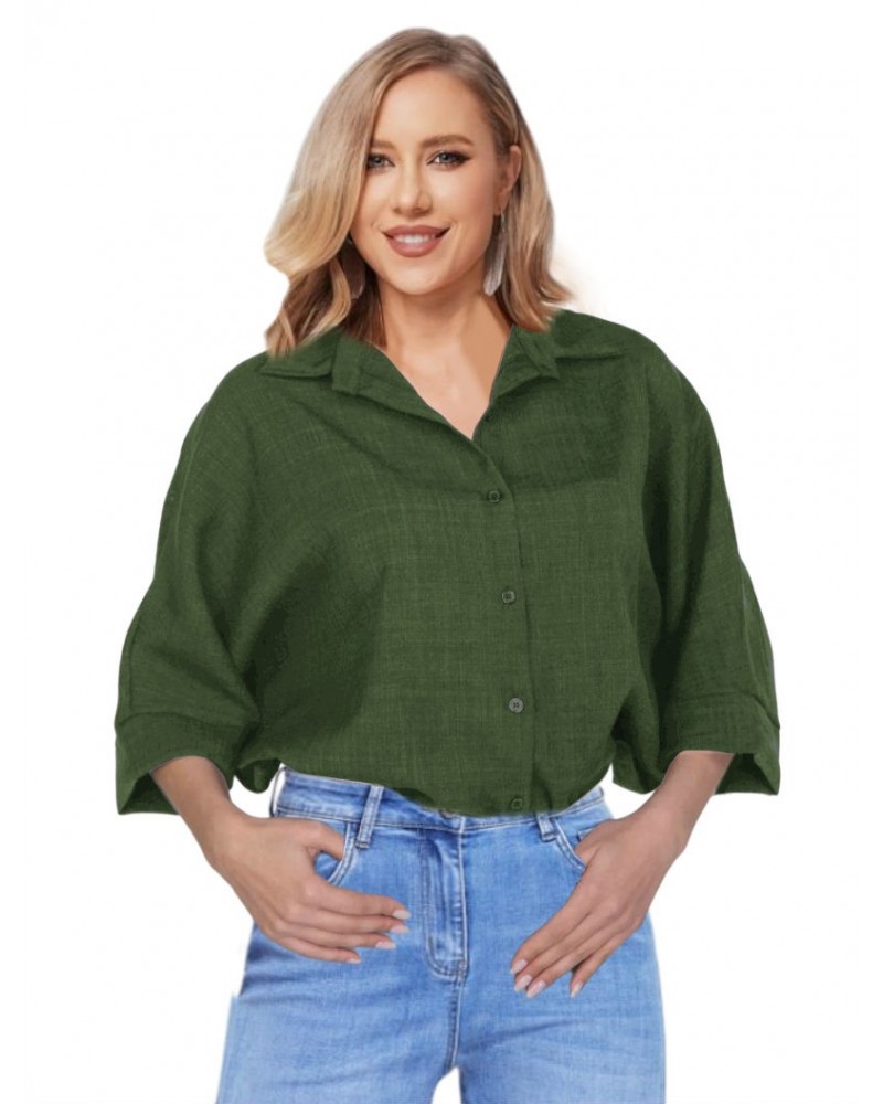 Chaki Linen type ovessized shirt