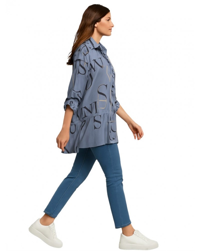 Idigo Letter print  shirt