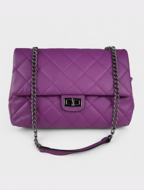 Purple quilted flap bag