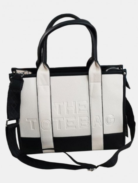 Big beige-black tote bag