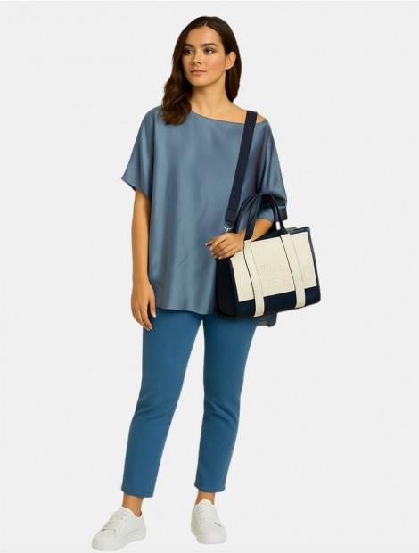 Big beige-blue tote bag